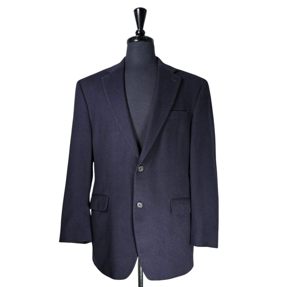 Lauren Ralph Lauren Mens 41R Navy 100% Camel Hair Blazer 2 Button Sport Coat